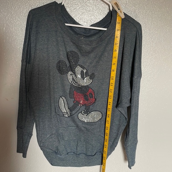 Disney Parks Oversized Cropped long sleeve with Rhinestone Mickey Mouse - Picture 1 of 8
